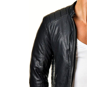 Nouveau Style hommes irrégulière fermeture éclair moto veste en cuir grande taille Top qualité imperméable coupe-vent en cuir véritable veste manteau - Product Image 4