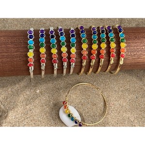 Colorful Gold & Silver Plated Fashion Beaded <b>Bracelet</b> Vibrant <b>Rainbow</b> Gemstones for Resale Appeal - Product Image 3