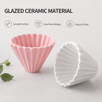 Filtre à café réutilisable en céramique cannelée colorée en forme de V pour la préparation du café à la maison ou au café (vente en gros)