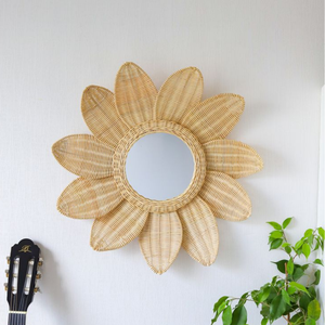 Espejo de pared de jacinto de agua redondo Vintage tejido a mano ecológico de Vietnam Natural de Thanh Cong - Product Image 5