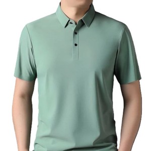 Polos de golf de seda de manga corta para hombre de alto rendimiento, logotipo personalizado, diseño sólido, tela ODM más vendida, trabajo de impresión al por mayor - Product Image 4