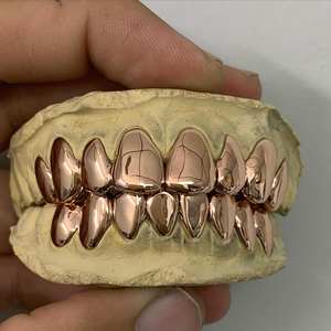 Master Rocks Hip Hop Grillz Dents Rappeurs Hommes Luxueux Rose Gold 8 Top 8 Bottom Solid 10k Gold Custom Grillz - Product Image 1