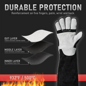 Nouveau design, logo personnalisé, gants de soudage en cuir de vachette renforcé, gants de sécurité industrielle pour la protection des mains, gants de lutte contre l'incendie - Product Image 2