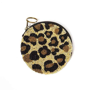 Monedero Redondo de Cuentas de Semillas con Estampado de Leopardo de la India, Monedero Hecho a Mano para Mujeres y Niñas, Etsy por MD HANDICRAFTS - Product Image 4