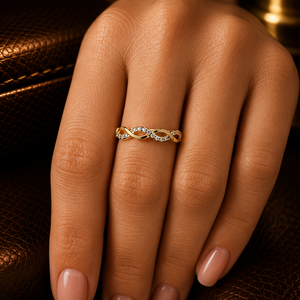 Anillo de diamantes retorcido estilo cuerda, diamante cultivado en laboratorio de corte redondo, banda de eternidad de oro puro de 14k, anillo de compromiso, anillo nupcial, joyería fina - Product Image 2