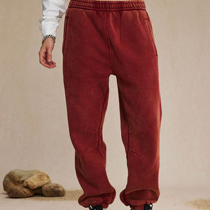 กางเกงวิ่งจ๊อกกิ้งผ้าแคนวาสขากว้างสำหรับผู้ชายทรงหลวมซักปานกลางแบบเรียบงานปัก - Product Image 4