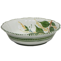 Fabriqué en italie, bol rond en céramique de haute qualité de 25CM / 8 pouces avec des citrons et des feuilles DESIGN fait à la main
