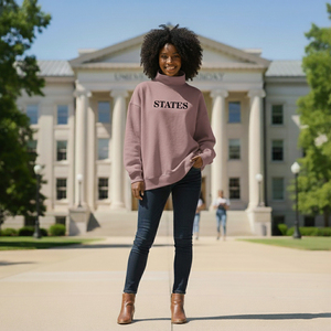 Warm Cozy Winter Women's Oversized <b>Long</b> Printed Mockneck <b>Top</b> with Soft Knitted Fabric Breathable & Quick Dry Relaxed Fit - Product Image 1