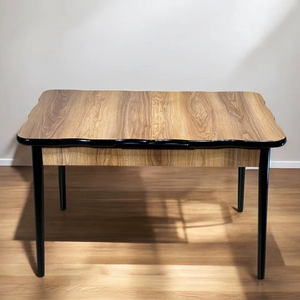 Ensemble de table à manger extensible moderne européenne de luxe, réglable, pliable, pieds en bois massif, plateau en MDF et verre, plusieurs couleurs, appartement - Product Image 1