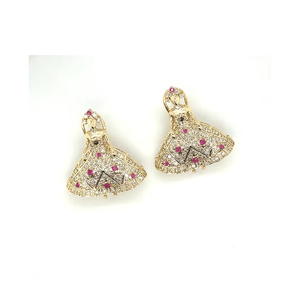 Pendientes chapados en rodio de oro rosa de 14 quilates de diseñador de gama alta de lujo con diamantes naturales certificados IGI - Product Image 5
