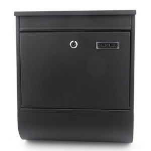 Boîte aux lettres moderne noire avec compartiment à journaux autoportant en aluminium et acier pour utilisation en jardin - Product Image 1