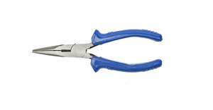 Alicates de punta de aguja de acero al carbono de largo alcance, superficie de mordaza lisa, mango de goma personalizable, grado DIY, soporte OEM para India - Product Image 2