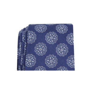 Cravatta da uomo Tasso Elba, taglia regolare, blu con medaglione, in seta con motivo floreale - Product Image 2