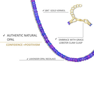 Collar con cuentas de ópalo de lavanda Natural de Plata de Ley 925 para mujer, joyería fina de 16 \ "o regalo para boda, joyería de piedra natal - Product Image 4