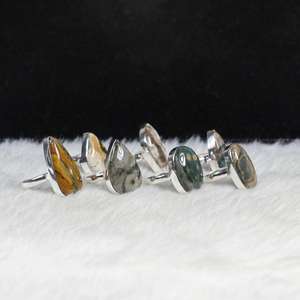 Anillos naturales de jaspe oceánico, joyería de calidad increíble, conjunto de bisel de diseñador al por mayor, anillos, joyería para venta al por menor - Product Image 3
