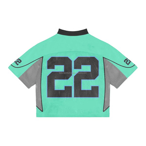 Ropa de fútbol americano para hombre, Camiseta de algodón de talla grande 100% con estampado de sublimación para hombre, camiseta de malla de fútbol con estampado holgado - Product Image 4