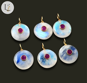 Pendentif en argent sterling 925 avec incrustation de pierre de lune arc-en-ciel naturelle AAA, pendentifs fins, breloques pour la fabrication de bijoux, prix de gros - Product Image 1