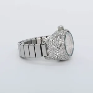 La mayoría de las ventas 3 TCW Moissanite Lab Grown Diamond y Silver Gold Unique Look Your Fingers Look for Hand Reloj unisex - Product Image 5