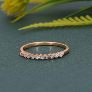 Popular Style IGI Certified VVS <b>Emerald</b> Lab Grown Diamond 14k Solid Gold Half Eternity Wedding <b>Band</b> <b>Ring</b> Fine Fashion Jewelry - Product Image 3