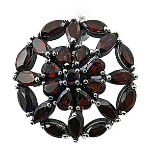 Pendentif en argent grenat pour femmes, plaqué rhodium, or rose avec des breloques en rubis, améthyste et topaze, bijoux en pierres précieuses, cadeau - Product Image 1