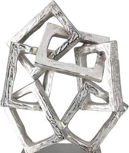 Escultura de cuadrados entrelazados de aluminio abstracto moderno, escultura pulida moderna de oficina en casa decorativa geométrica plateada - Product Image 1