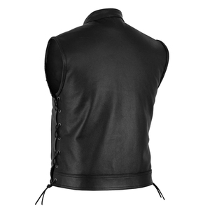 Hot Selling Customized High Quality Black Cowhide <b>Men's</b> <b>Leather</b> <b>Vest</b> Low Moq Wholesale Sleeveless Plus Size <b>Men's</b> <b>Leather</b> <b>Vest</b> - Product Image 2
