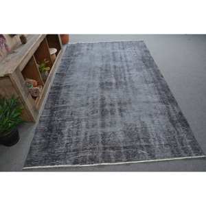 Alfombra turca Vintage moderna de 5,1X9 pies, Alfombra de lana de tejido plano de retazos grises, respaldo de látex para decoraciones de sala de estar - Product Image 3