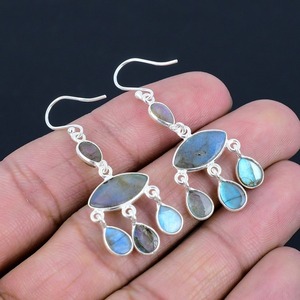 Labradorite Gemstone <b>Earrings</b> Jewelry For Women Silver Boho Style Jewelry 925 Sterling Silver Trending <b>Handmade</b> <b>Earrings</b> Gift - Product Image 2