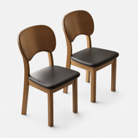 Chaise de salle à manger en bois massif de style mid-century avec assise rembourrée en cuir PU et design antique, mobilier de maison, nouveau modèle 2025