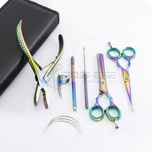 Professional Customized <b>Barber</b> Hair Cutting <b>Set</b> Stainless Steel Fancy Scissors with Sharp Blade Tip Wholesale Beauty Supply - Product Image 3