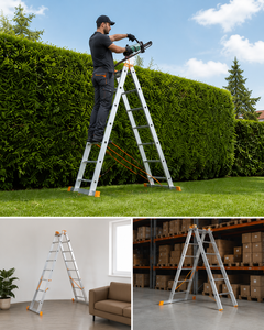 Elbe Endustri European Design Style 2x5 Meter Aluminum Alloy Combination Ladder 150kg Load Capacity 33ft Extended Height Outdoor - Product Image 2