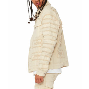 Men Distressed <b>Denim</b> Jacket for Street Wear 2025 New Fashion <b>Soft</b> Durable <b>Denim</b> Jacket in Bulk Quantity - Product Image 4