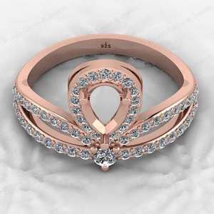 Anillo de Cóctel de Plata de Ley 925 de Alta Calidad con Microincrustaciones de Circonita Cúbica en Forma de Pera de 8x5 mm, Ideal para Joyería con Piedras Preciosas - Product Image 3