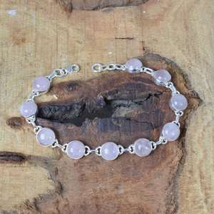 Rose Quartz <b>Sterling</b> <b>Silver</b> <b>Bracelet</b> Adjustable Gemstone Jewelry January Birthstone Handmade Gift For <b>Women</b> - Product Image 1