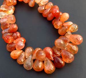 Piedras Preciosas de Sunstone Africana de Alta Calidad, Cuentas Sueltas en Forma de Briolette de 9-14 mm, Cuentas Facetadas de Sunstone Naranja Natural en Forma de Lágrima, Hilo de 9 Pulgadas - Product Image 2