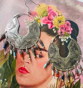 Boho ต่างหูลูกปัดด้วยการออกแบบสีฟ้าครามแอนดี้ cascading Fringe, เครื่องประดับของขวัญที่ไม่ซ้ำกัน - Product Image 5