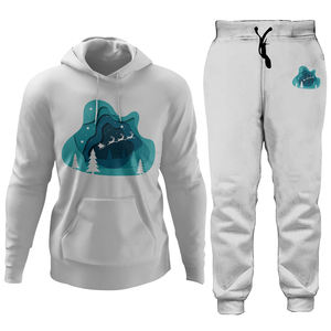 Chándal Premium de Peso Medio con Capucha y Estampado, Chaqueta con Cremallera Completa y Pantalones Deportivos, Diseñado para Entrenamiento a Largo Plazo y Uso Diario - Product Image 2