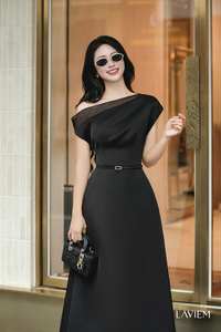 Elegante Vestido Largo Asimétrico de Un Hombro con Cinturón de Cuero Estilo Coreano para Mujer - Product Image 5