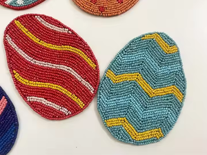 Sous-verres à broderie multi-perles de forme ronde en gros fabriqués à la main \ caboteur de perles de verre - Product Image 2