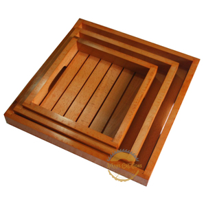 Ensemble de plateaux en bois en forme de rectangle pour servir le petit-déjeuner le dîner (AC 9614) - Product Image 4