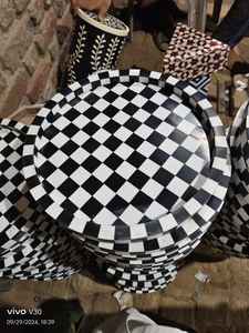 ถาดฝังเรซิ่นเปลือกหอยมุกสีดำและสีขาวเหมาะสำหรับร้านตกแต่งบ้านเพื่อขายต่อ - Product Image 4