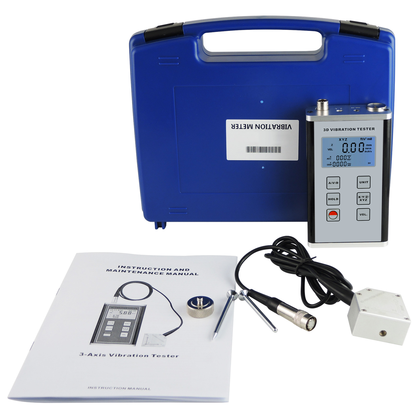 3-Achsen Piezoelektrischer Vibrationstester fr Abstand und Geschwindigkeit