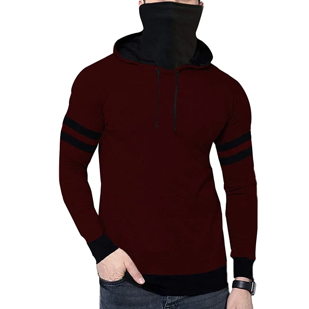 Drop Shipping ขายส่งโลโก้ที่กําหนดเองผู้ชาย Zip Up Face Hoodies