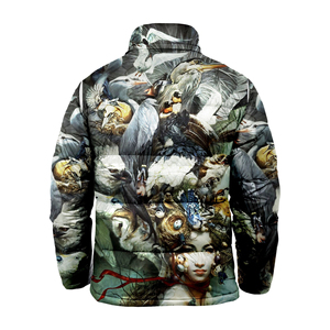 Parka d'hiver à capuche en nylon avec logo personnalisé pour hommes, manteau bouffant à impression par sublimation, fermeture à glissière en coton, grande taille, légère et chaude, bouffée de bulles - Product Image 2