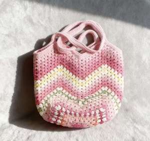 Handmade Embroidery Solid Color Cotton Portable Large Capacity <b>Boho</b> Crochet Granny Square Tote <b>Bags</b> for Women Open Closure Type - Product Image 1