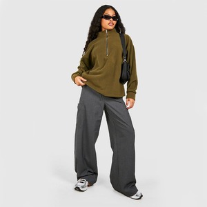 Unisex 400 GSM Fleece Sweatshirts Wholesale Fully Customized Baggy Fit Plain Quarter Zip Hoodies for Men Embroidered Winter - Product Image 3