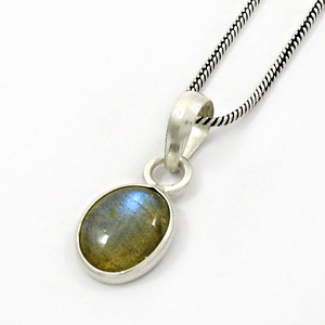 Nuevo diseño más vendido, Plata de Ley 925, labradorita de Fuego Azul Natural, piedra preciosa, forma ovalada, colgante mínimo, joyería hecha a mano - Product Image 1