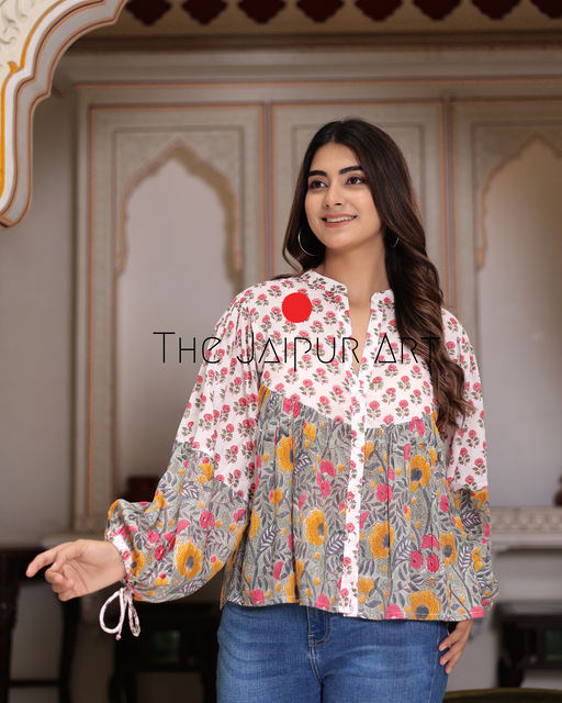Triacetate floral Embroidery Blouse