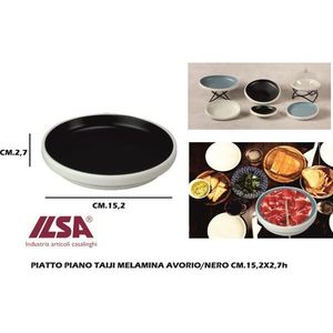 Plato Plano de Melamina Ilsa Taiji en Color Marfil/Negro, 15.2 x 2.7 cm, Platos y Vajilla Duraderos - Product Image 1