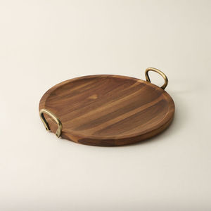 Elegante bandeja de servicio de metal con acabado dorado, elegante bandeja decorativa para aperitivos, bebidas, comida para bodas, Mesa para el hogar - Product Image 5